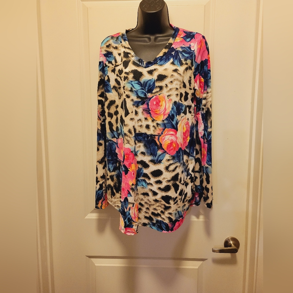 Paisley Floral Cheetah Boutique Blouse